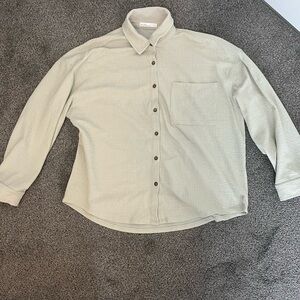 OAK + FORT Light Sage Green Textured Button-Down Shirt